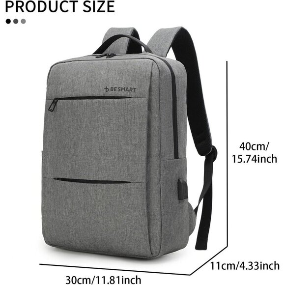 🆕 Besmart Laptop Computer Bag Men Black Slim USB Charging Port Travel Backpack - Picture 5 of 9